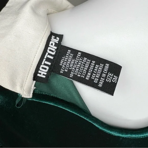 Hot Topic Velvet Green Long Sleeve Dress SM - Picture 8 of 8